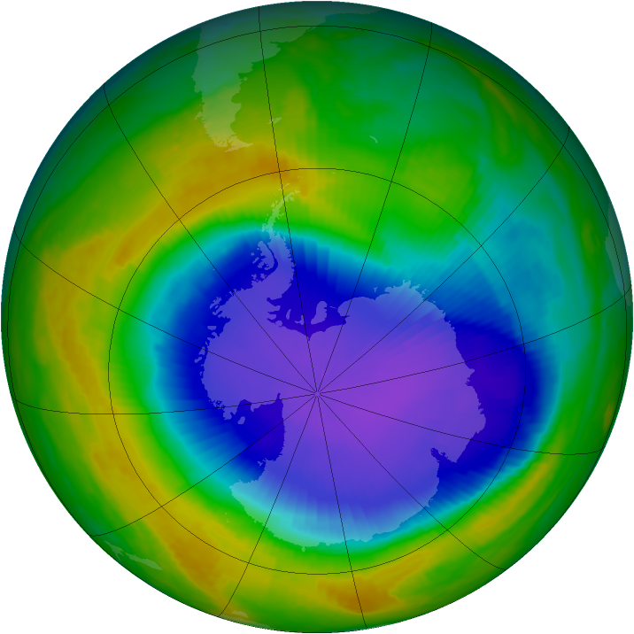 Antarctic ozone map for 27 October 1998